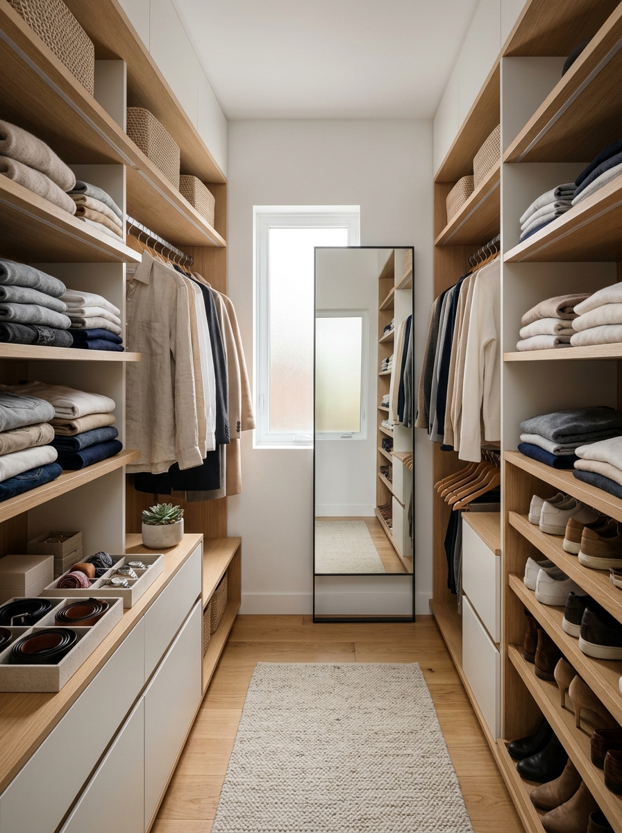 Minimalist Open Shelf Closet with Clean Lines