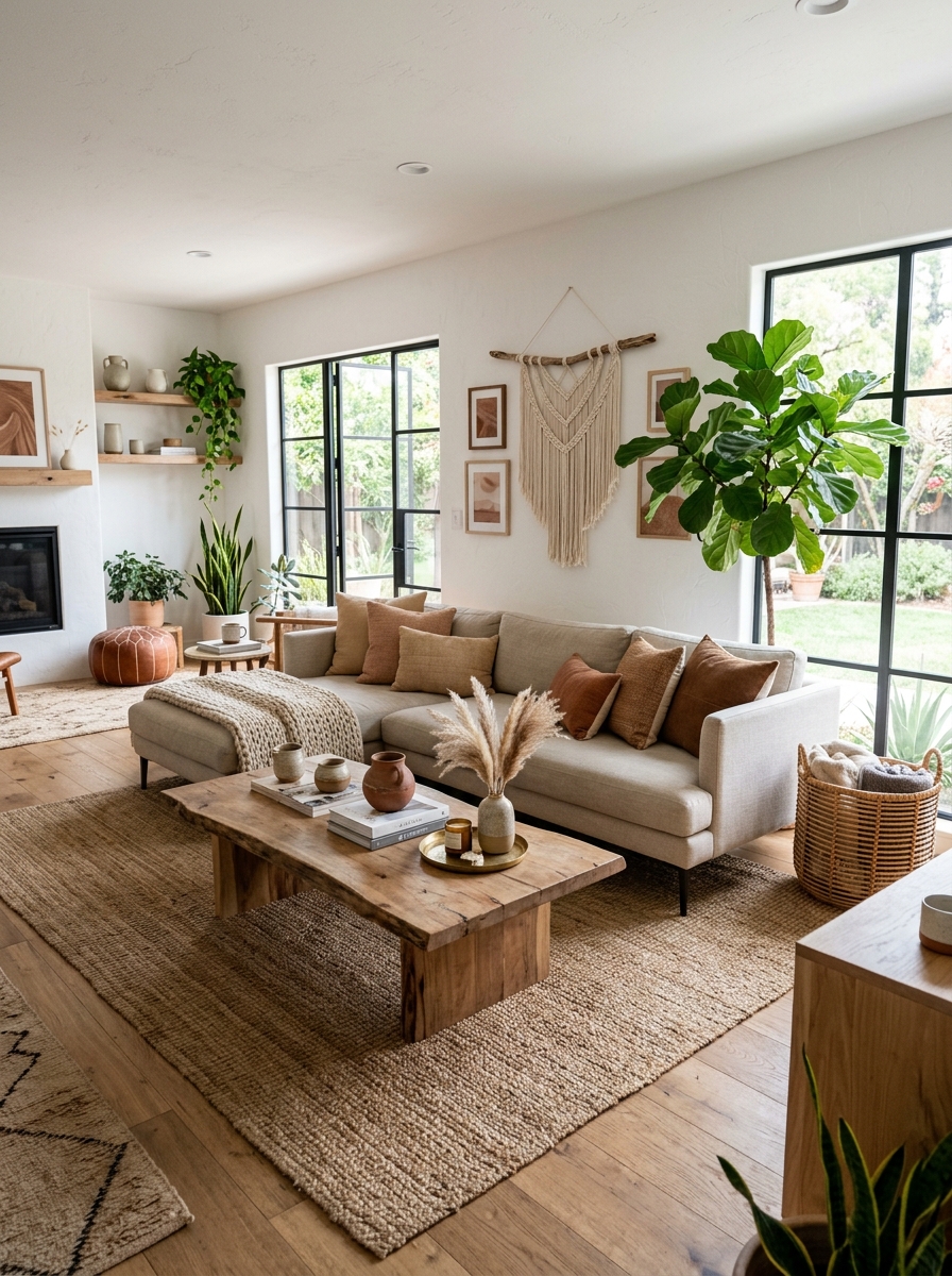 Earthy Boho Minimalism with Natural Accents