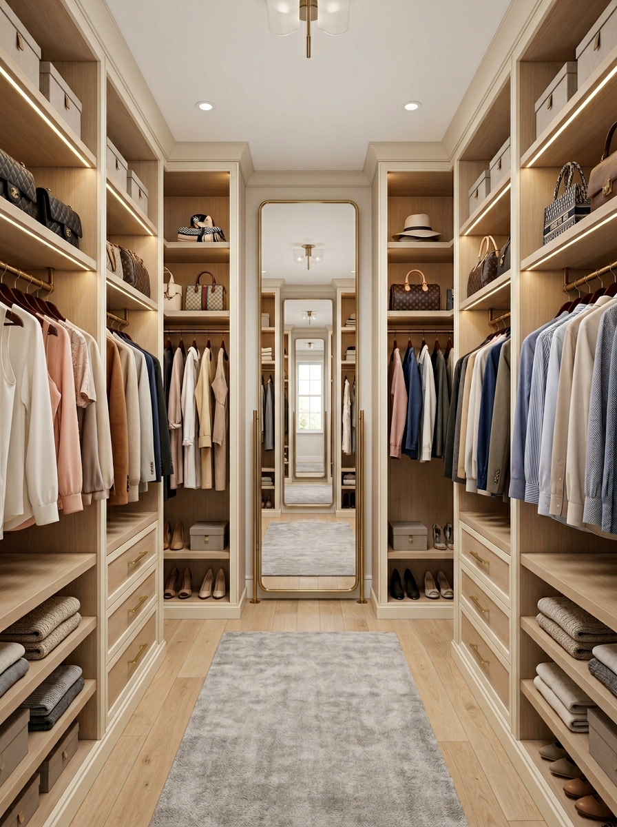 Symmetrical Closet Layout for a Polished Look