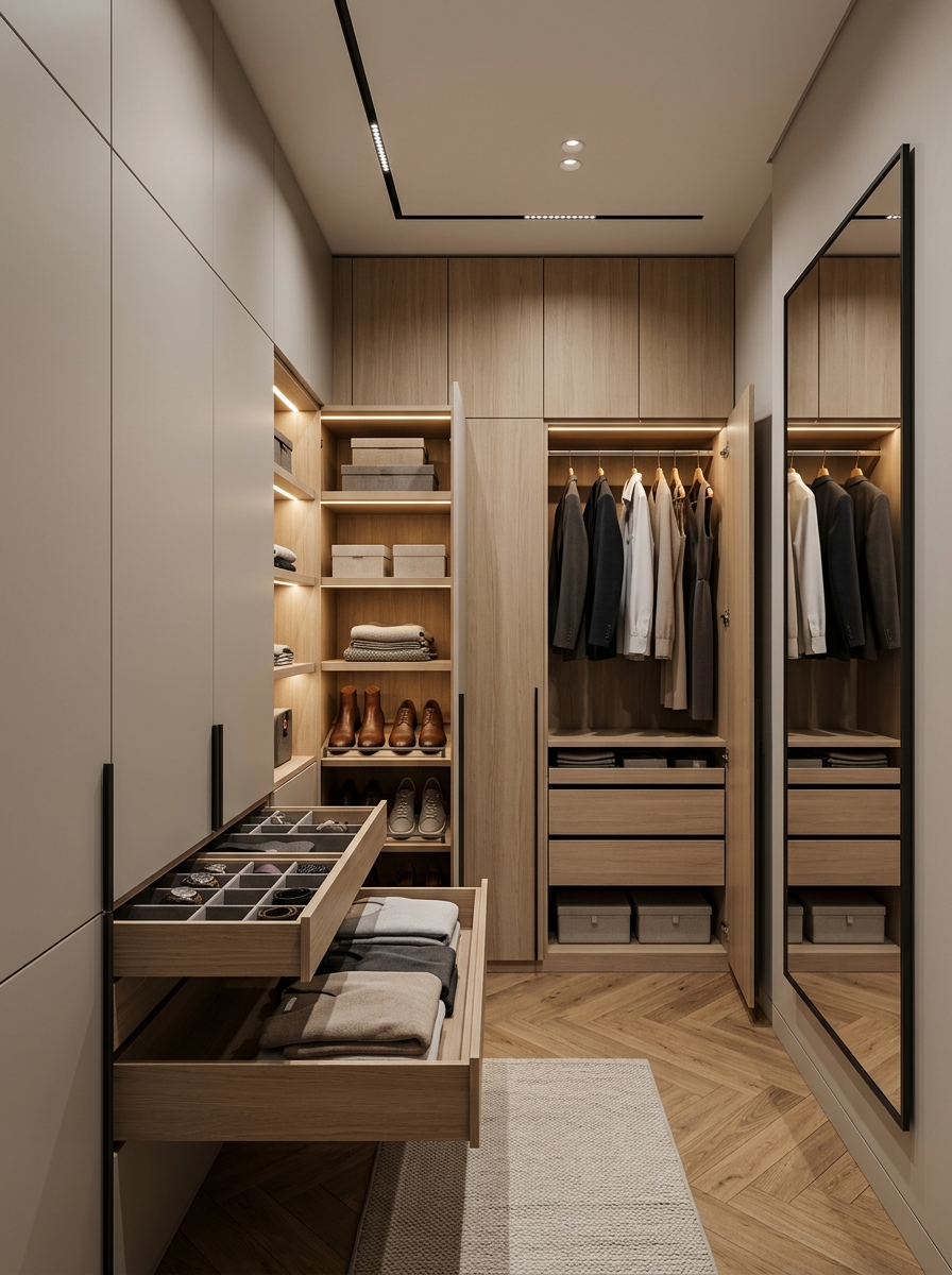 Closet with Hidden Storage Solutions