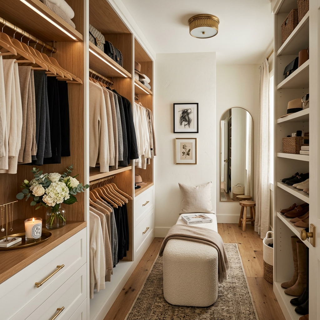 Small Walk-In Closet Ideas That Look Luxurious and Organized