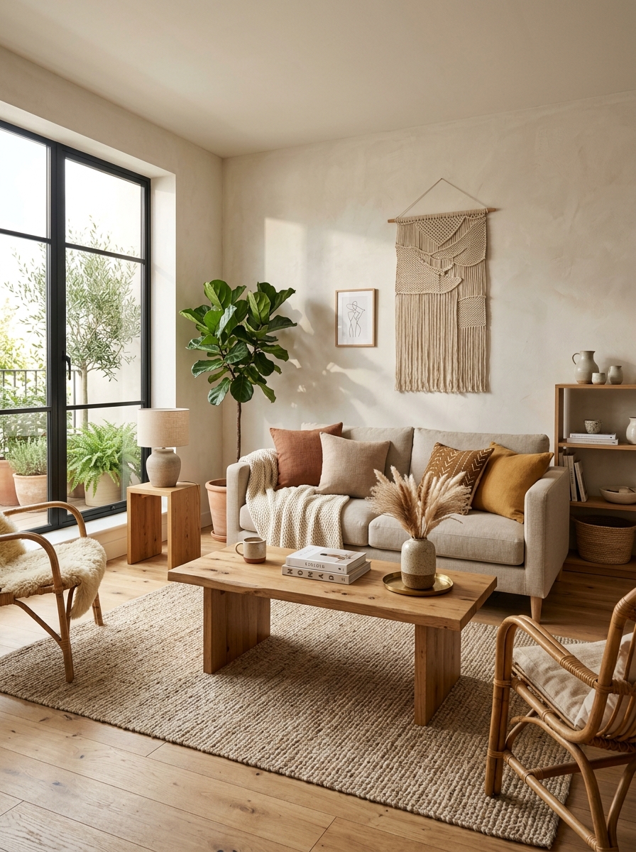 Warm Minimalist Boho with Wooden Elements