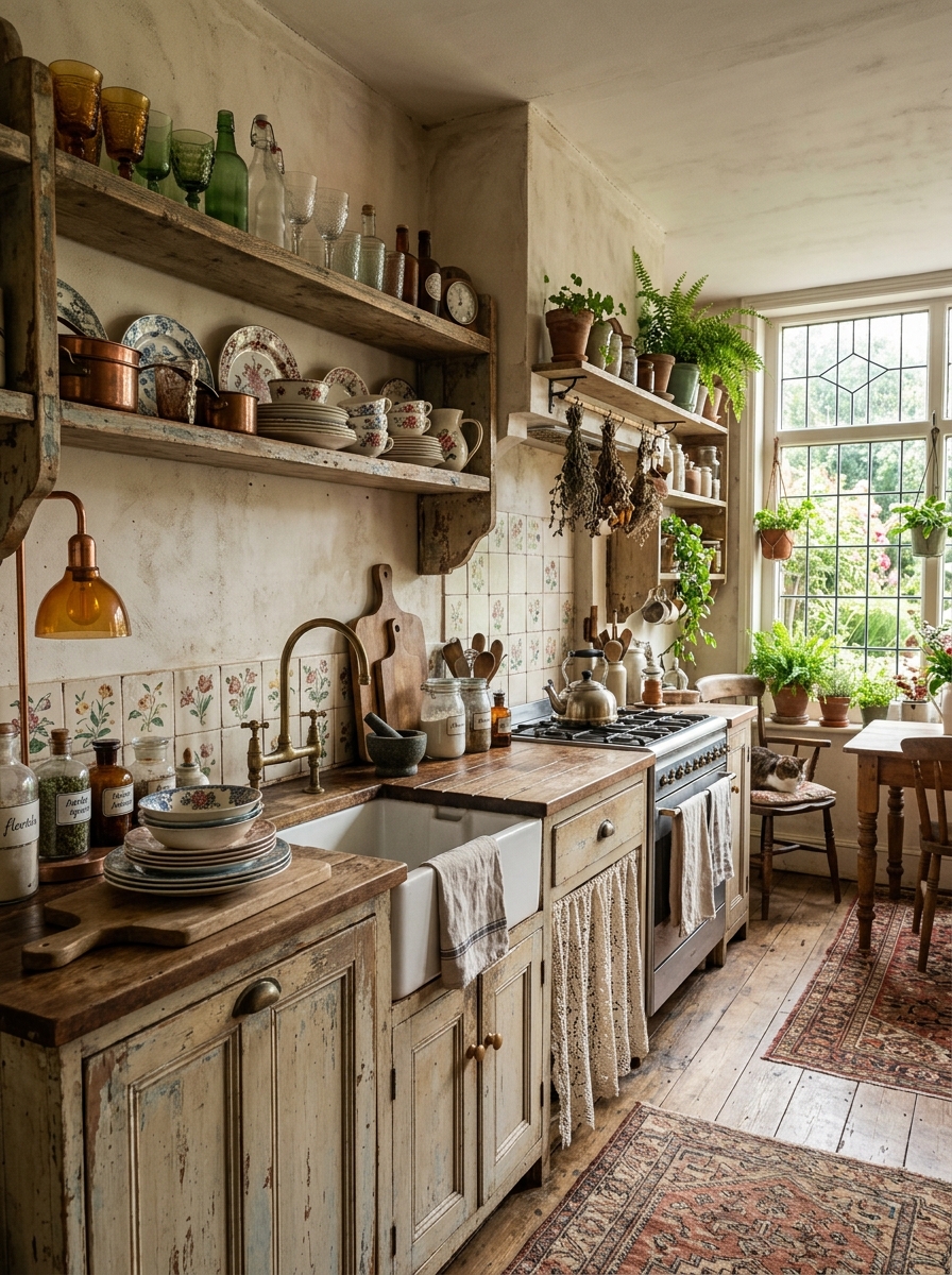 Vintage Boho Kitchen with Antique Decor
