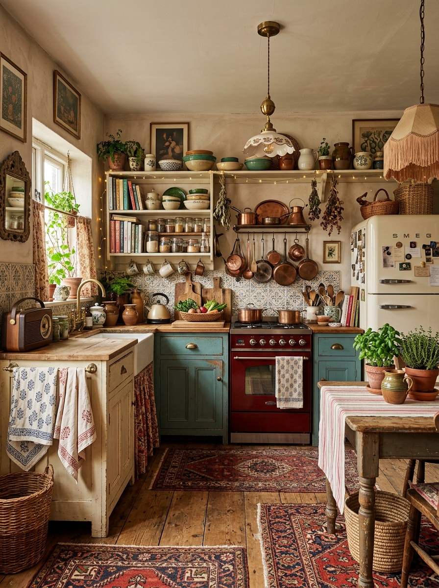 Vintage Boho Kitchen with Eclectic Layering