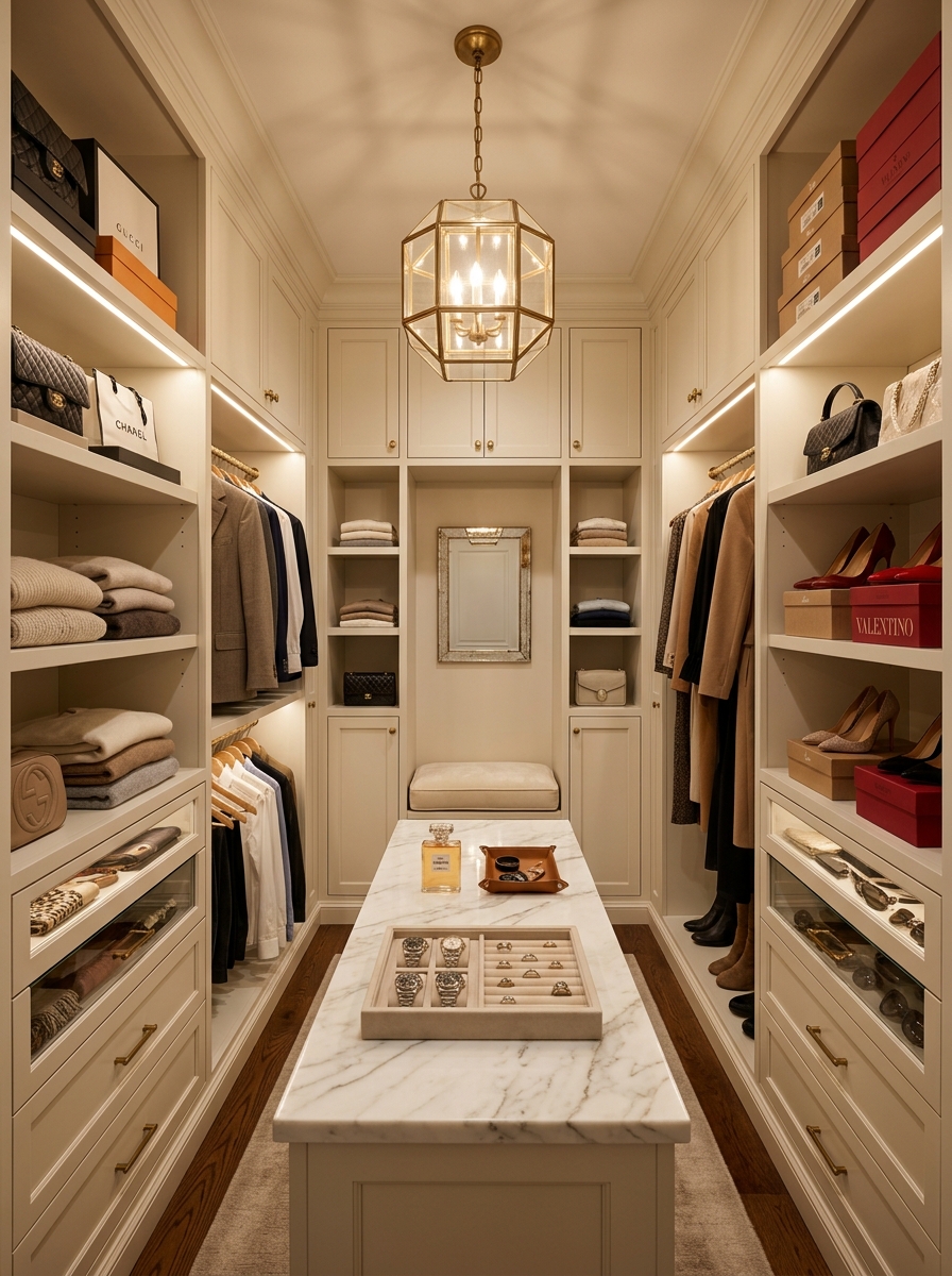 Boutique-Style Closet with Center Island