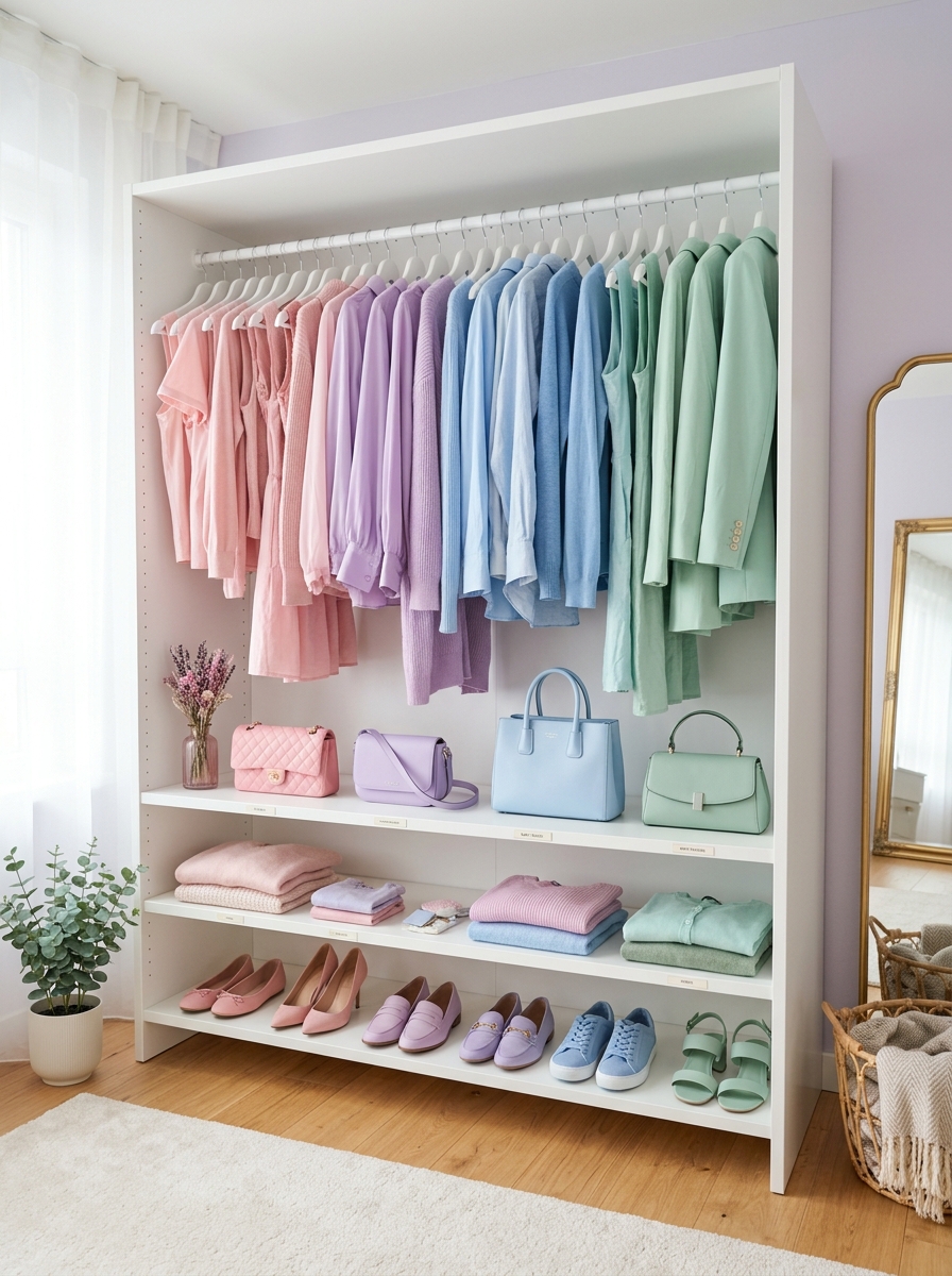 Pastel Rainbow Open Wardrobe