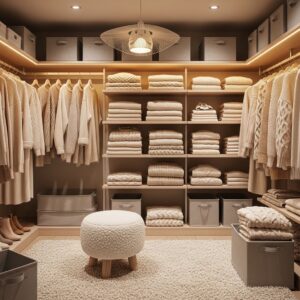 Cozy Minimal Closet with Soft Textures
