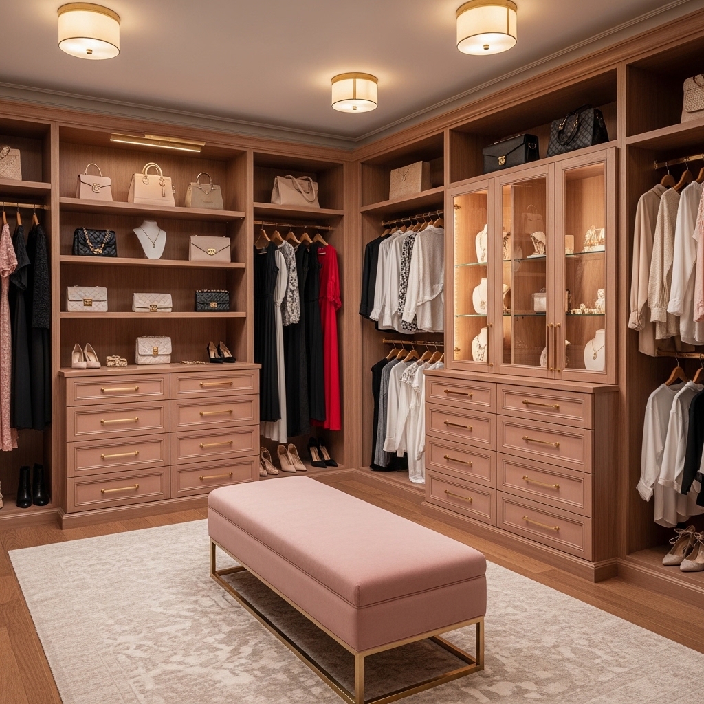 Feminine Luxe Closet with Blush Accents