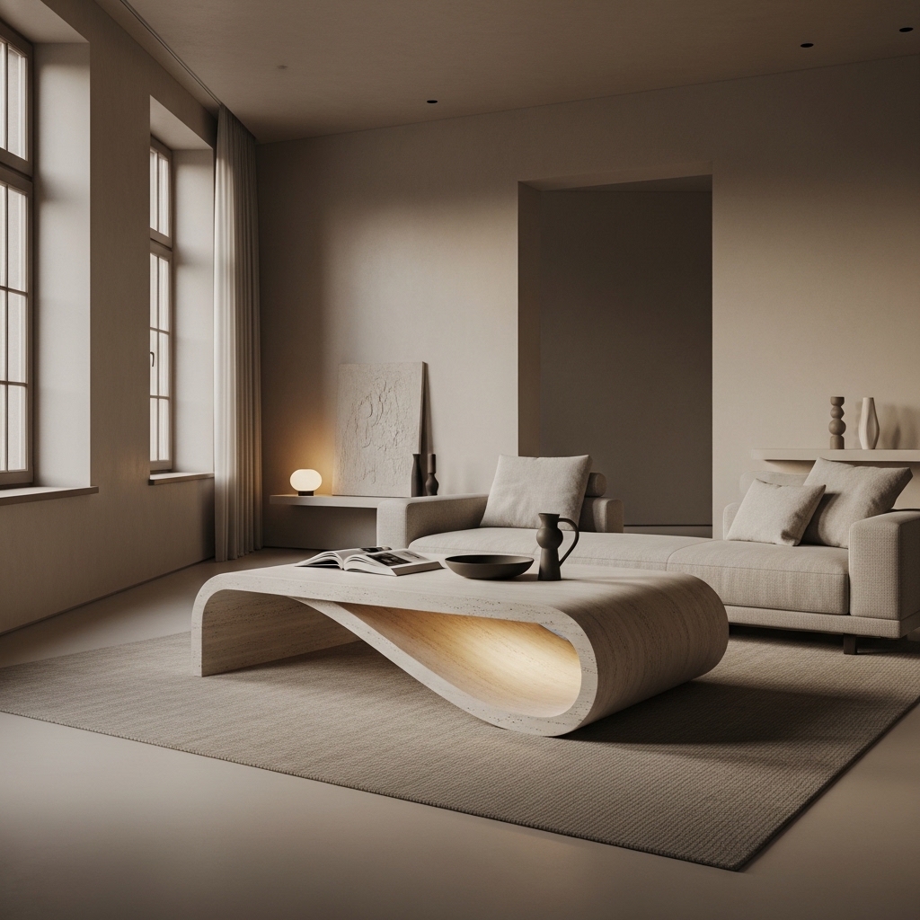 Statement Minimalism with a Sculptural Coffee Table