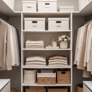 Open Shelf Closet with Aesthetic Storage Boxes