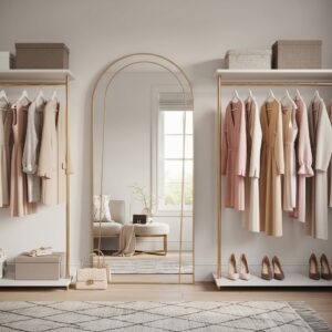 Open Closet with Statement Mirror Corner