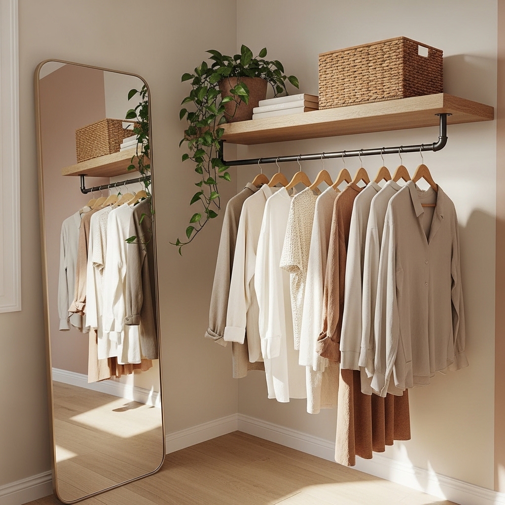 Minimalist Closet Corner with Styled Details