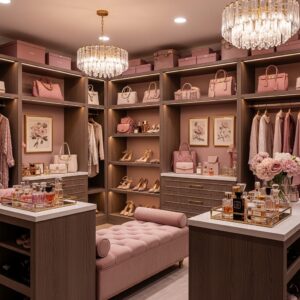 Velvet Accent Feminine Glam Closet