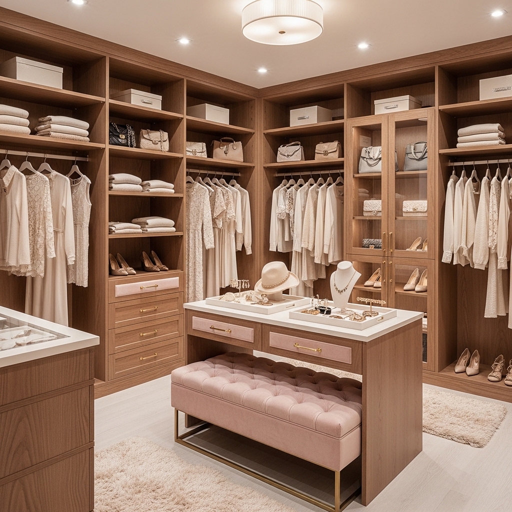 Feminine Luxe Closet with Blush Accents