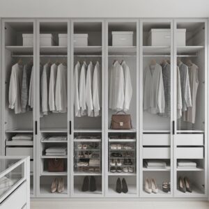 Minimal Closet with Glass and Light Elements