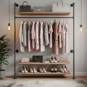 DIY Pipe Rack Industrial Chic Closet