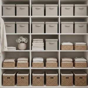 Open Shelf Closet with Aesthetic Storage Boxes