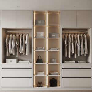 Built-In Minimal Closet with Hidden Storage