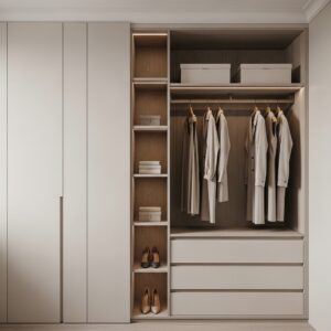 Built-In Minimal Closet with Hidden Storage