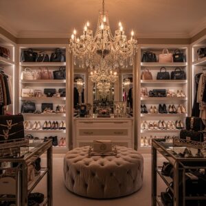 Crystal Chandelier Glam Closet