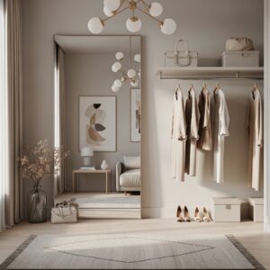 Minimalist Closet with Full-Length Mirror Focus