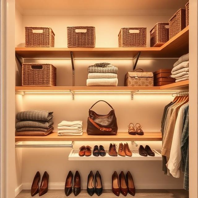 Open Shelving with Decorative Bins
