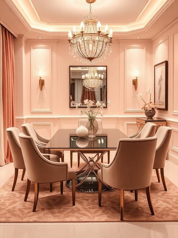 Soft Glam Feminine Dining Room