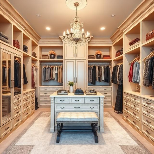 Elegant Walk-In Closet with Island