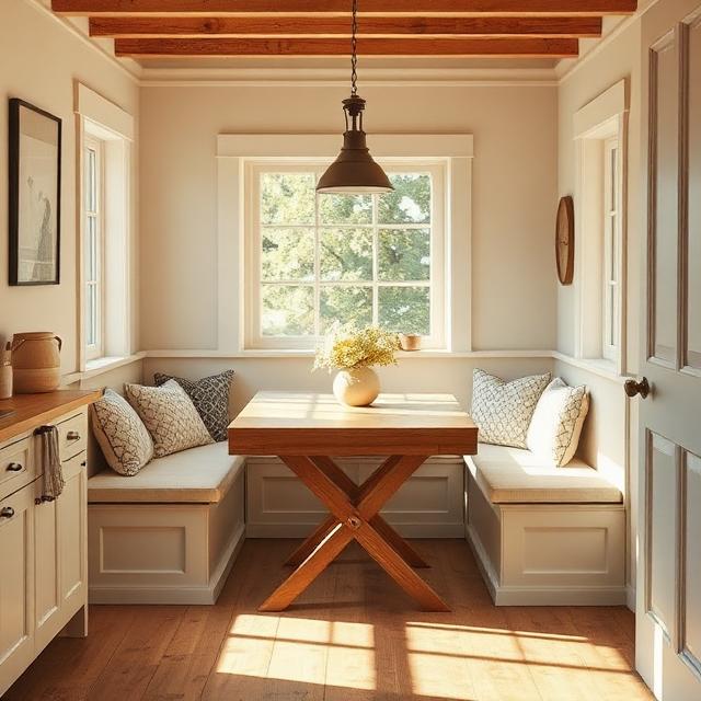 Cozy Farmhouse Kitchen with Built-In Breakfast Nook