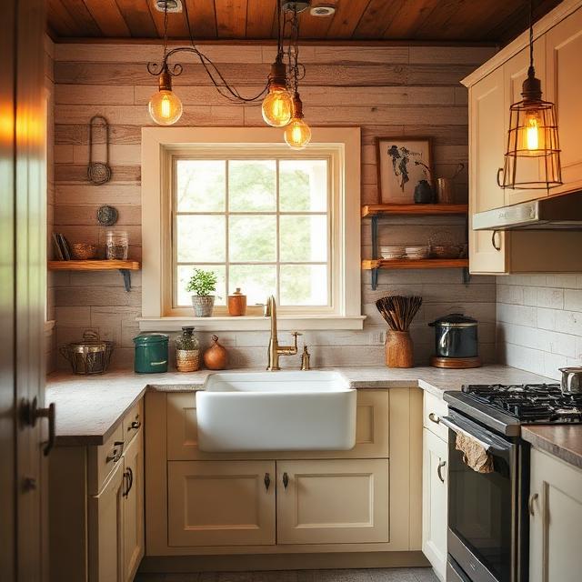 Vintage-Inspired Farmhouse Kitchen with Antique Touches