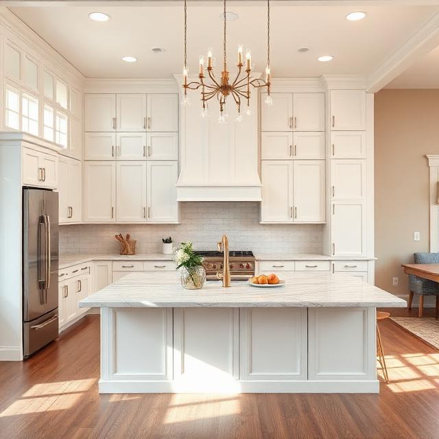 Farmhouse Kitchen with Large Statement Island and Bar Seating