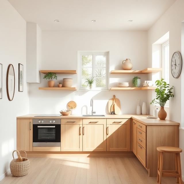 Light Wood Farmhouse Kitchen with Scandinavian Influence