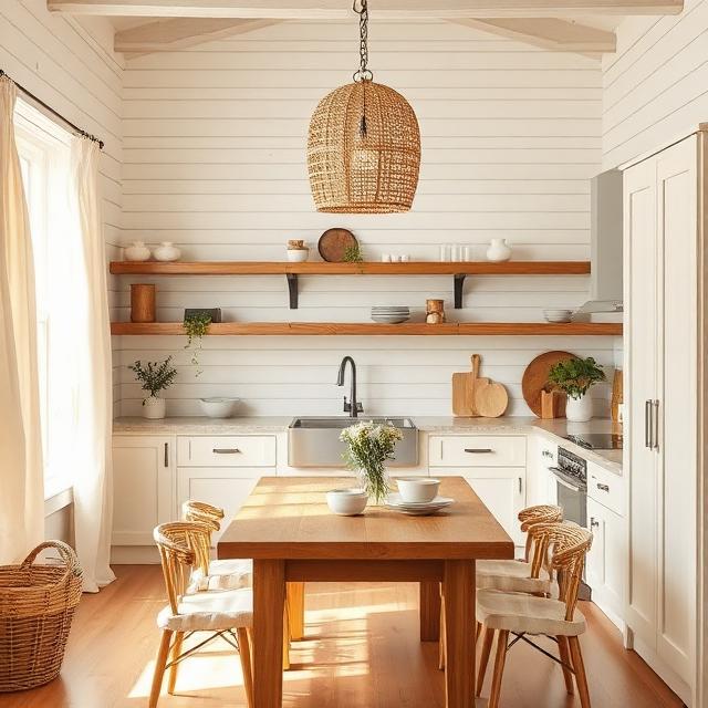 Small Farmhouse Kitchen with Shiplap Walls and Rustic Charm