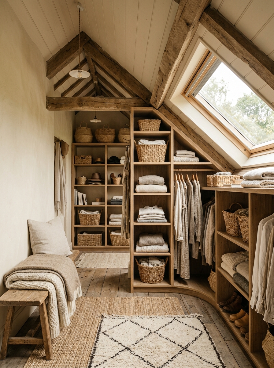 Cozy Attic Closet With Soft Rustic Charm