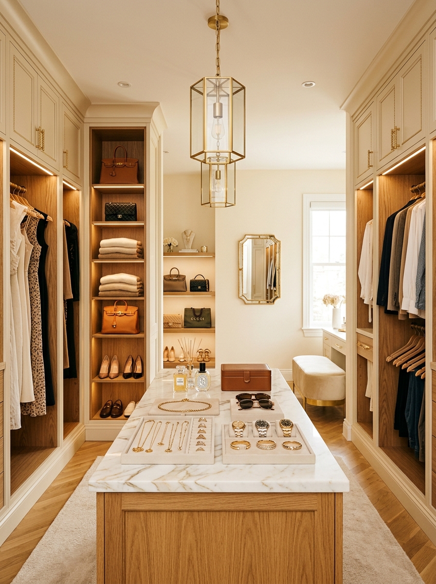 Elegant Boutique Closet with Display Island