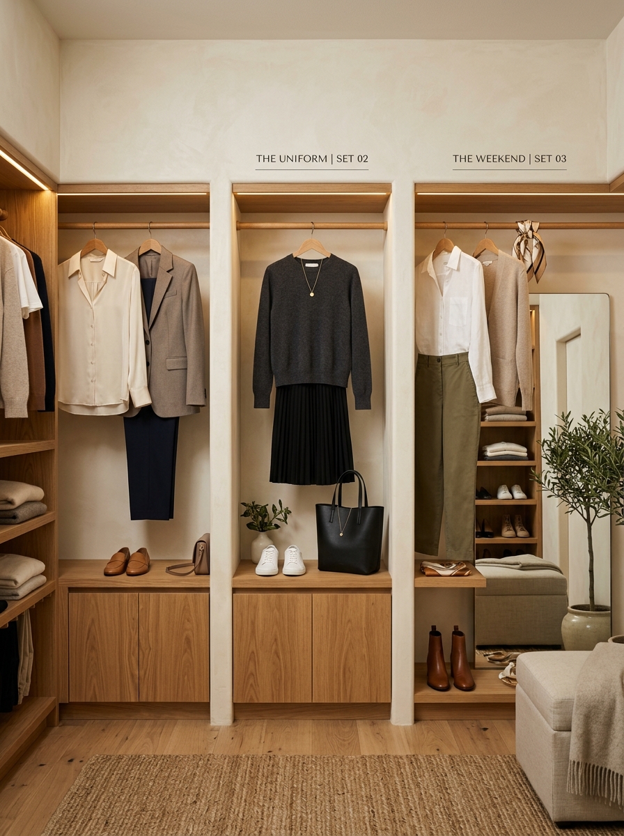 Neutral Capsule Wardrobe Display Closet