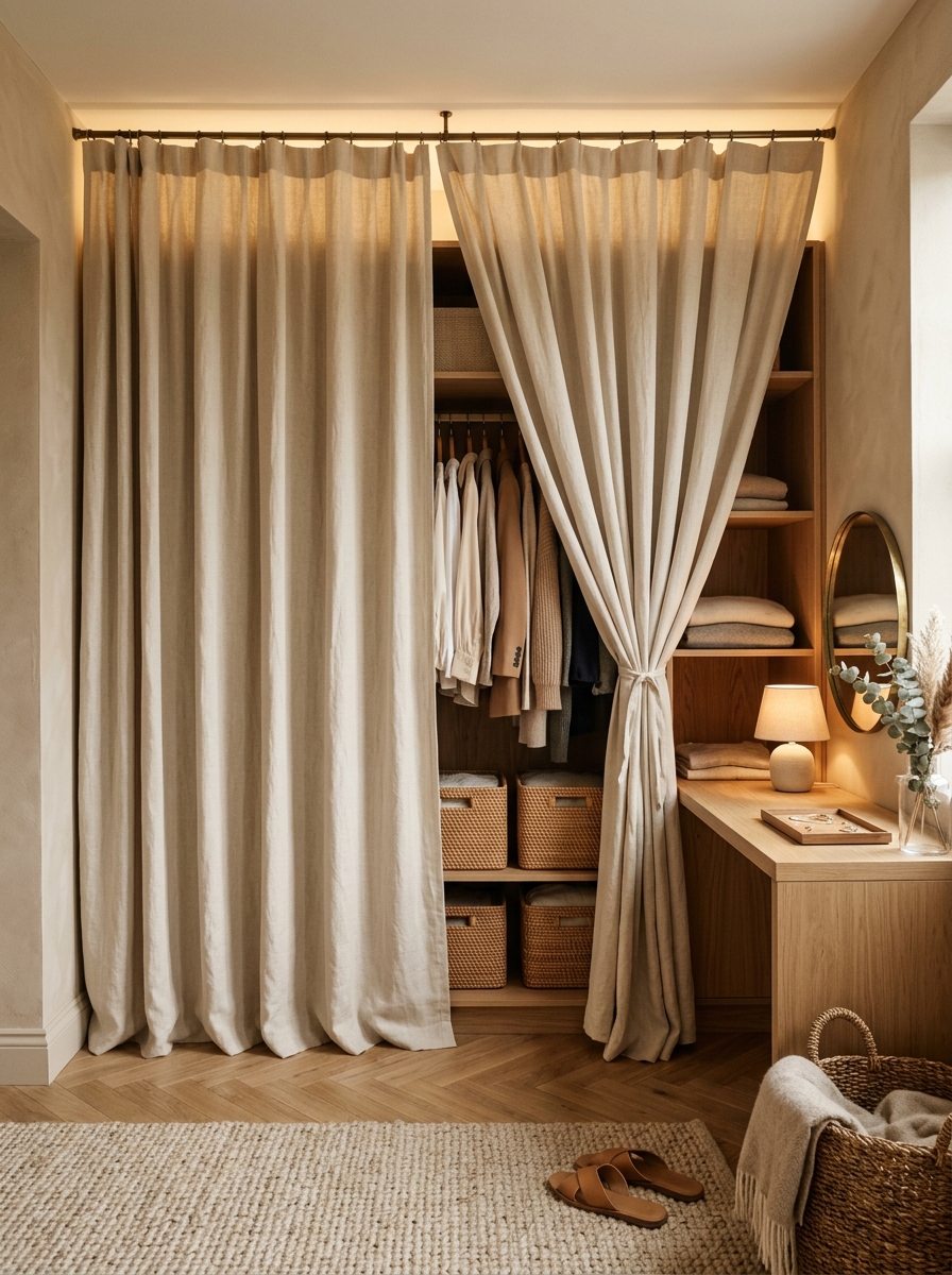 Soft Fabric-Draped Luxury Closet Corners