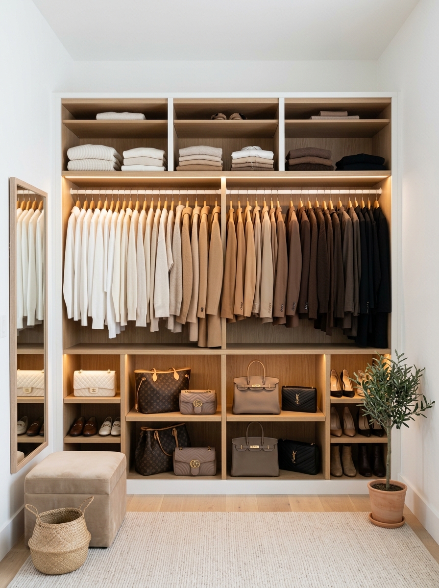Open Shelving Color-Organized Wardrobe