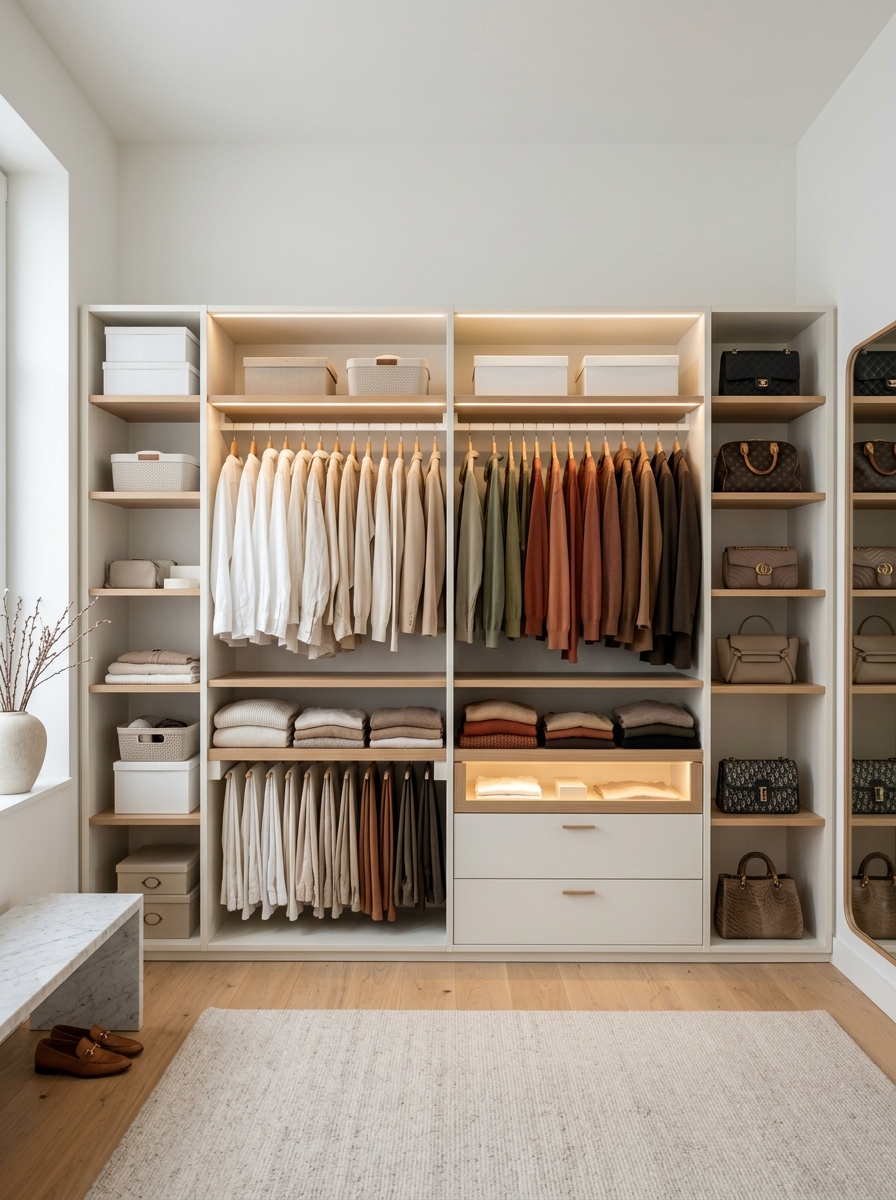 Open Shelving Color-Organized Wardrobe