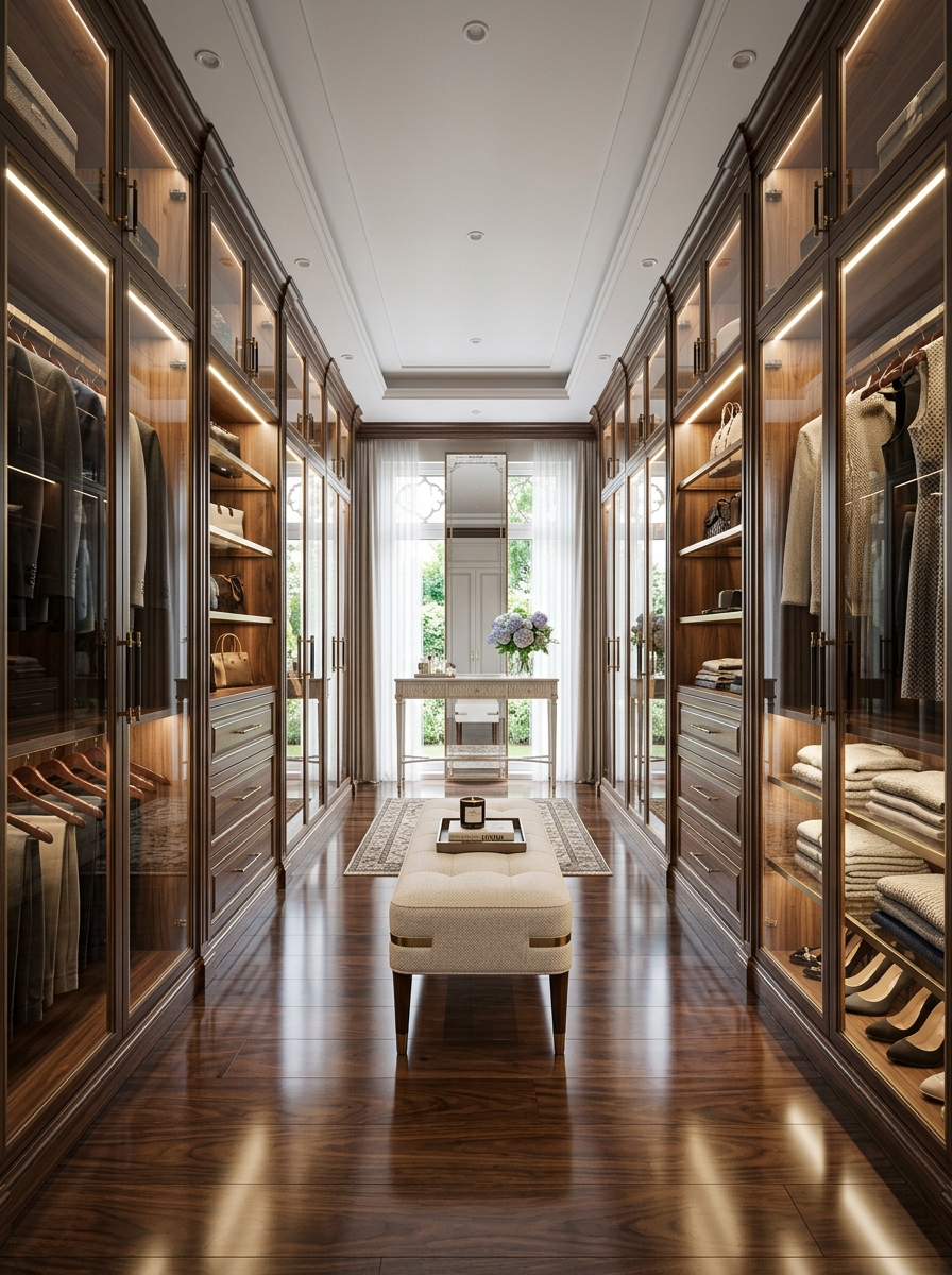 Glass & Wood Symmetrical Luxury Closet