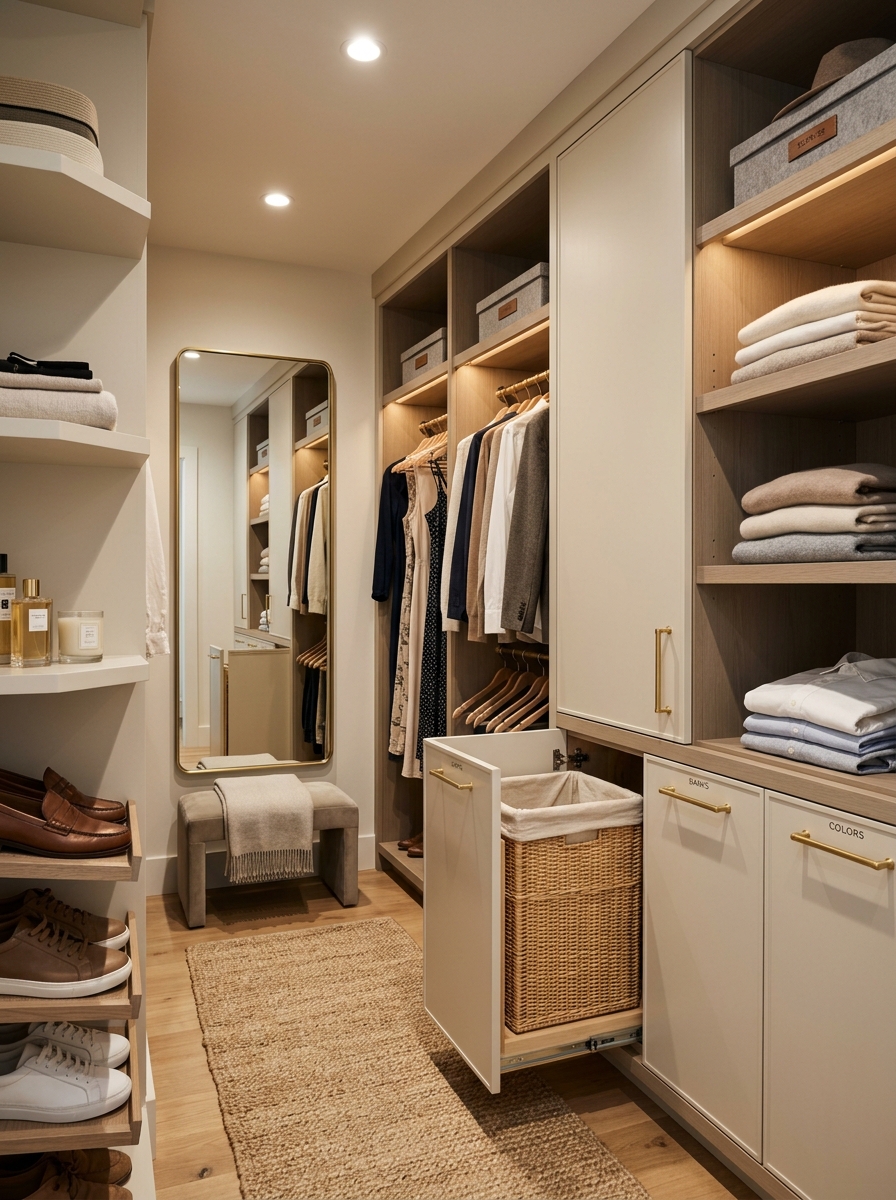Hidden Hamper Cabinets for a Cleaner Look