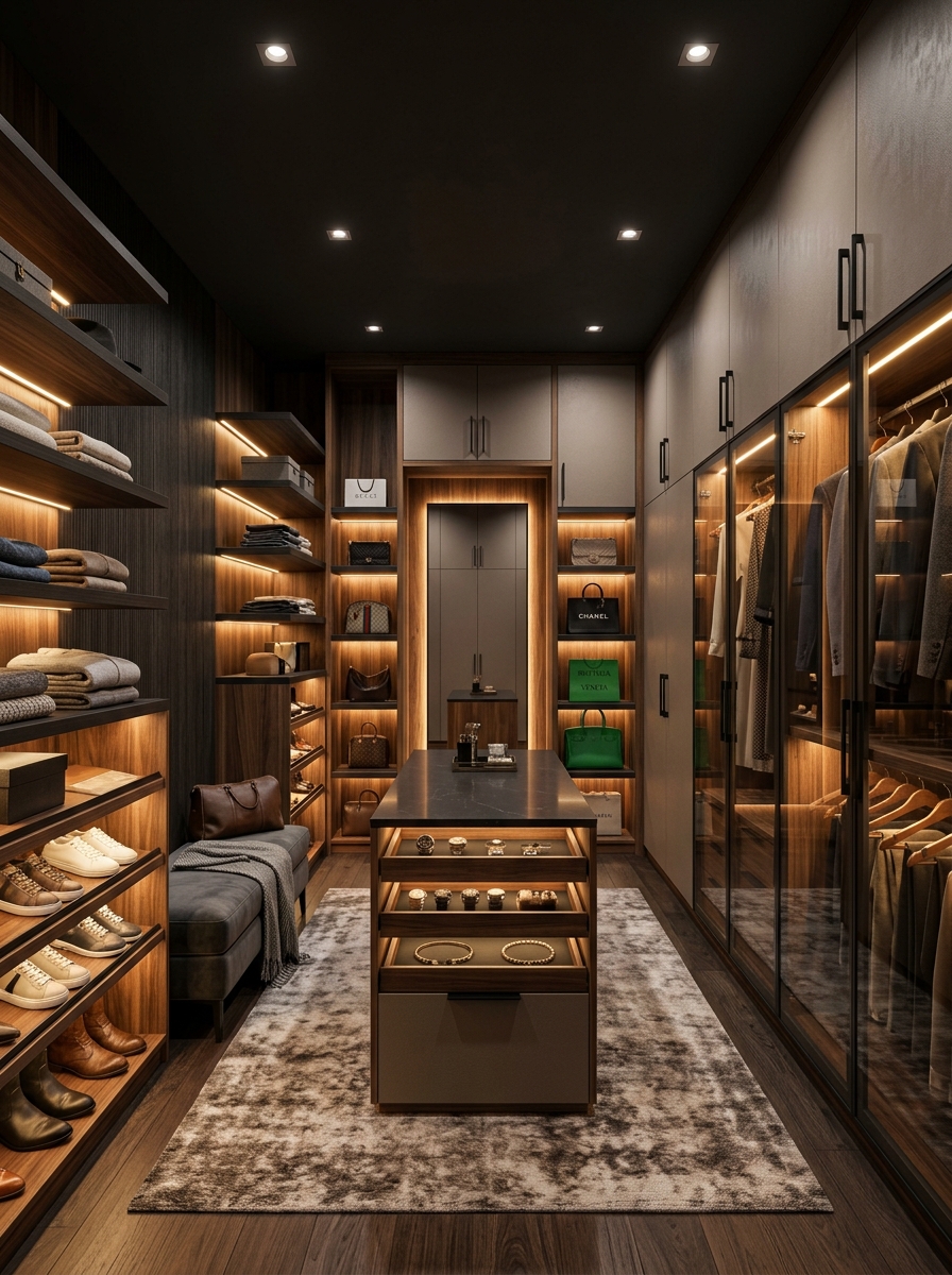 Neutral Closet with Layered Lighting Design