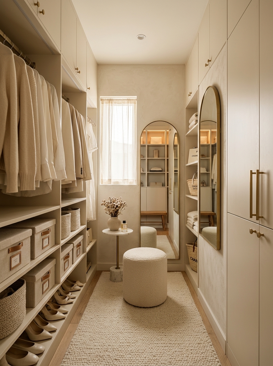 Monochromatic Closet with Layered Texture