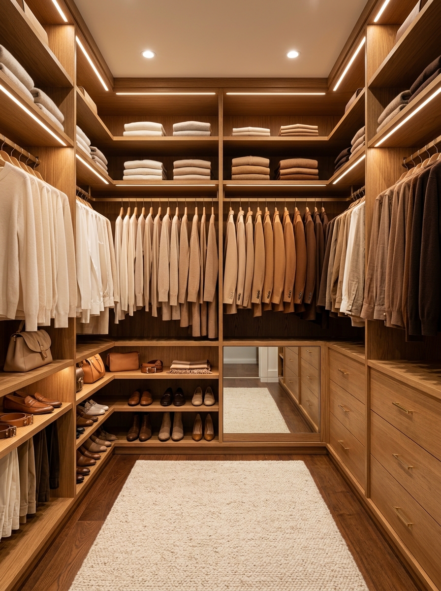 Ultra-Organized Luxury Closet with Color-Blocked Styling