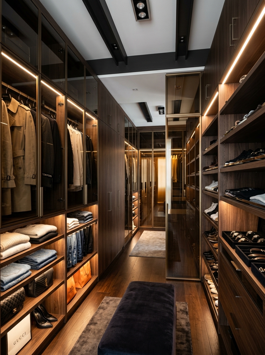 Contemporary Glass Closet With Luxury Hotel Vibes