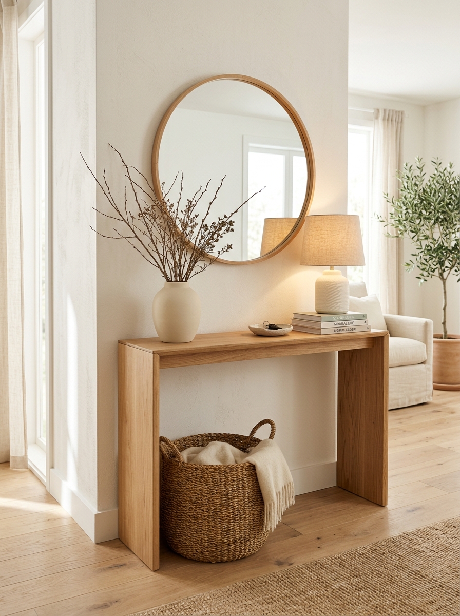 Scandinavian Neutral Console Table with Airy Minimalism