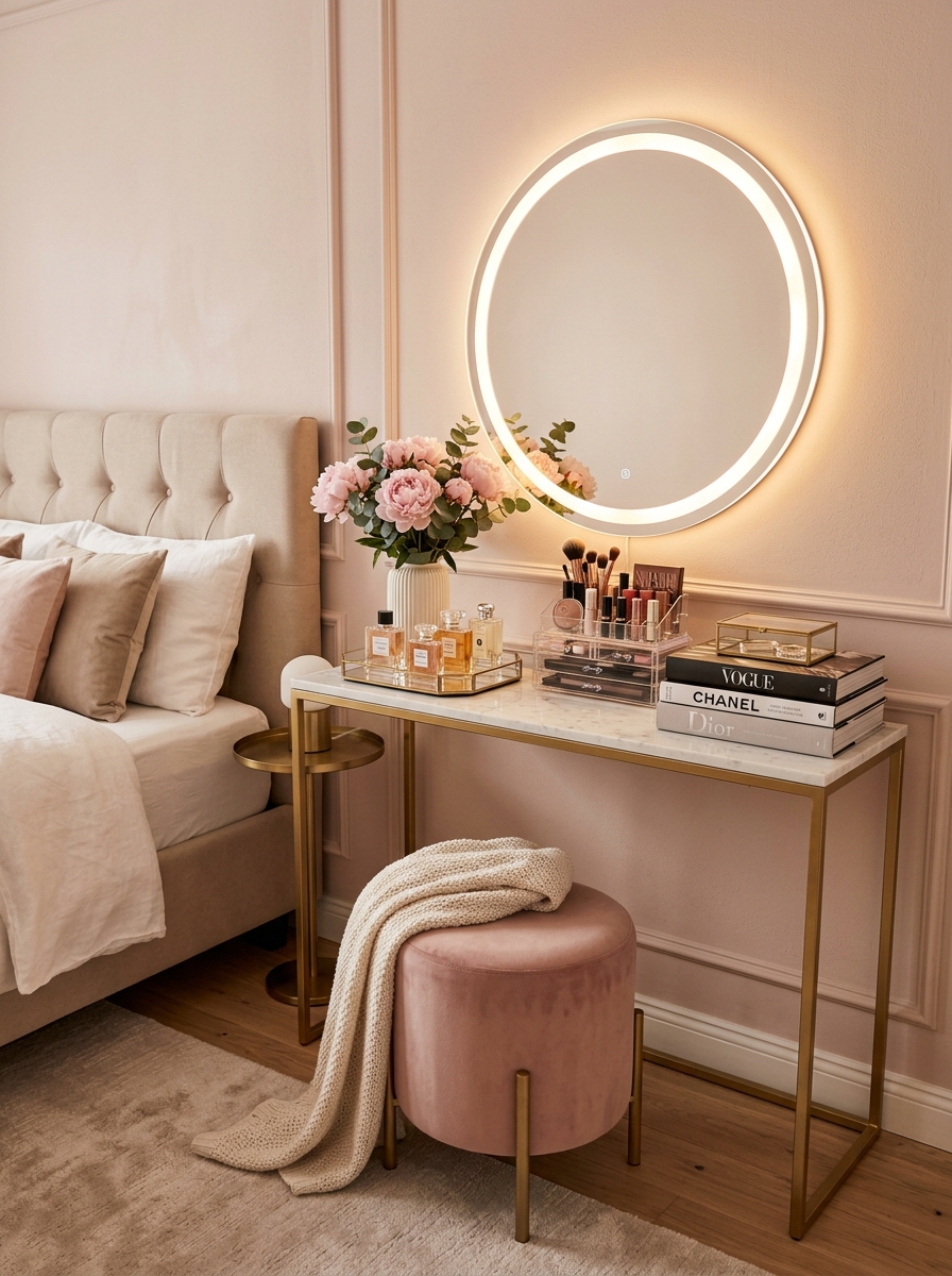 Chic Vanity-Inspired Console Table Styling
