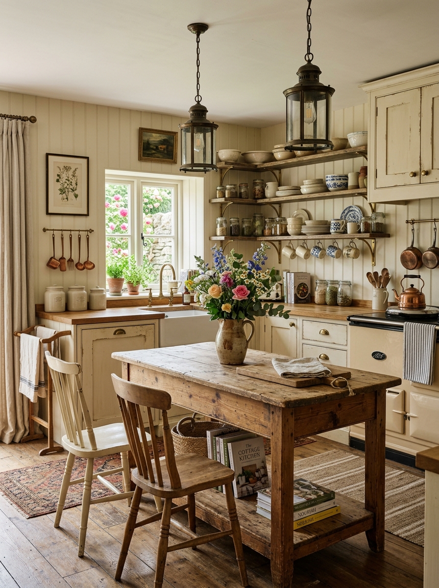 Cozy Cottage Farmhouse Kitchen with Vintage Details
