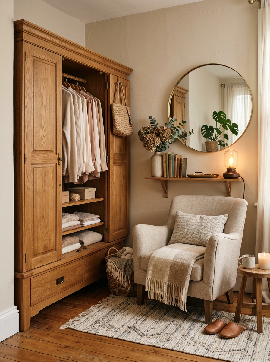 Cozy Closet Corner with Wooden Accents