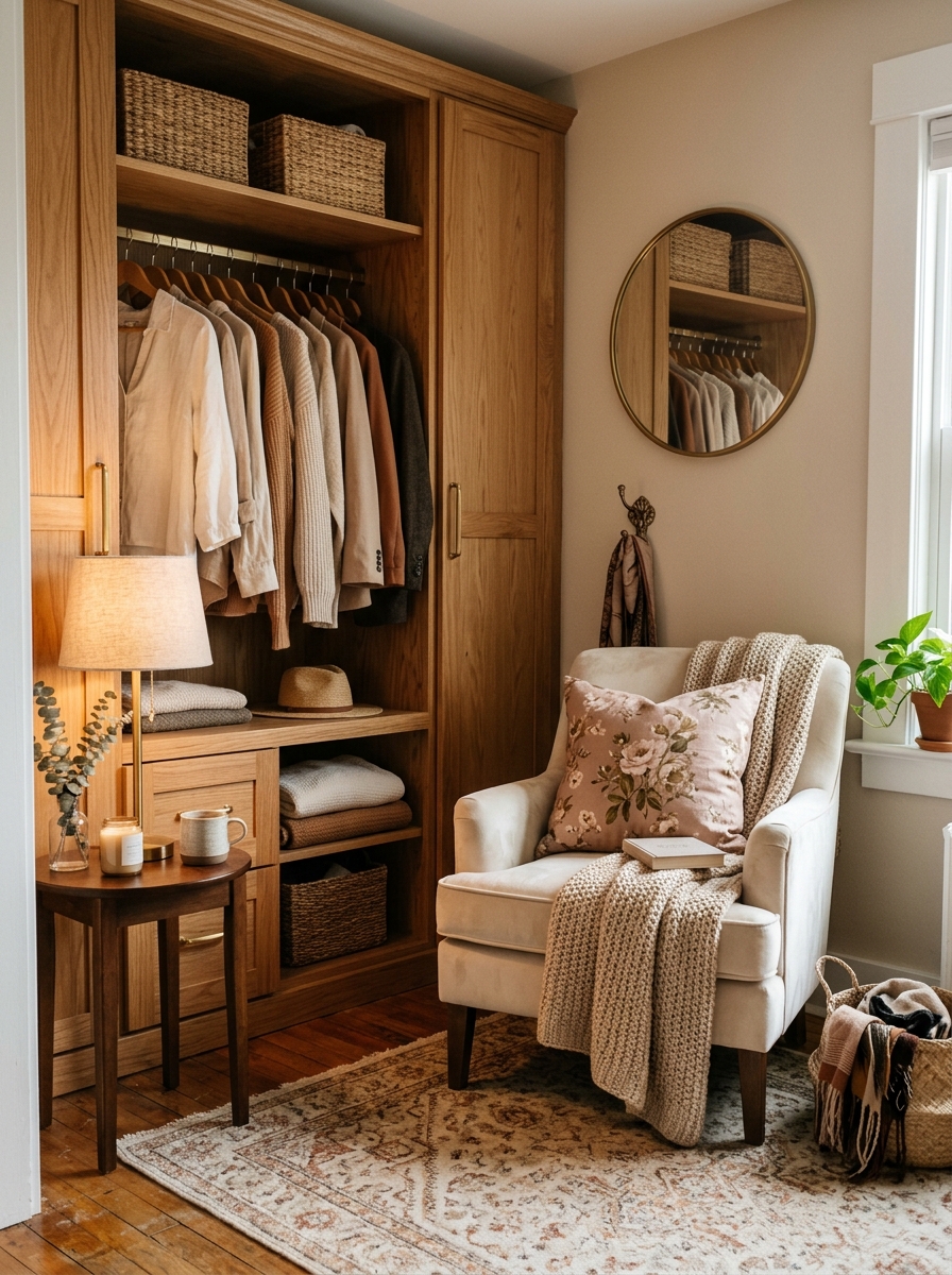 Cozy Closet Corner with Wooden Accents